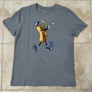 Under Armour Boys' Home Run Hotdog Tee 
Size: Large
Color: Blue/Gray